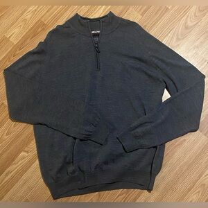 Kirkland Signature Men's Dark Gray Wool Zip-Up Sweater